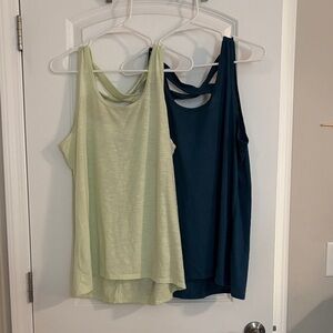 GAIAM Women's Tank Tops - Light Green and Dark Blue